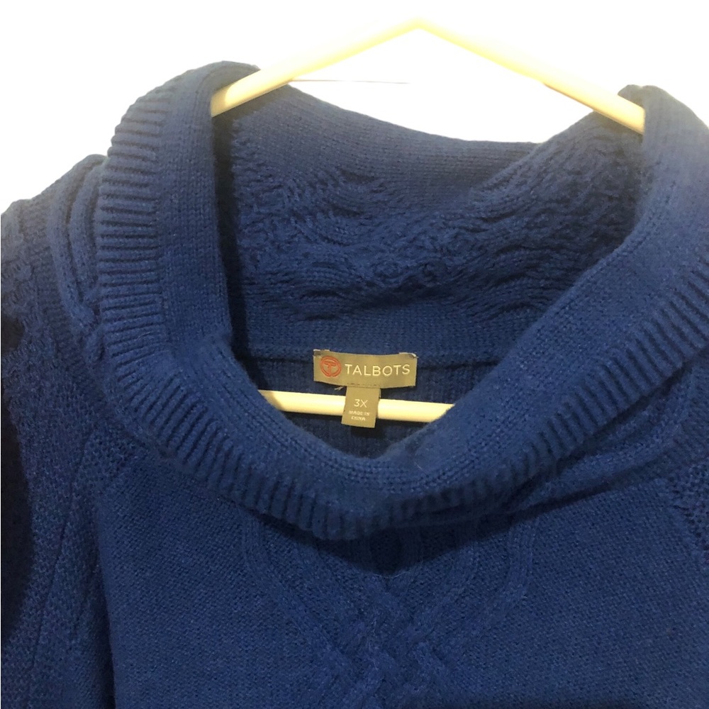 Talbots intricate cowl neck sweater royal navy blue 3X Women’s excellent cond. - Picture 7 of 10